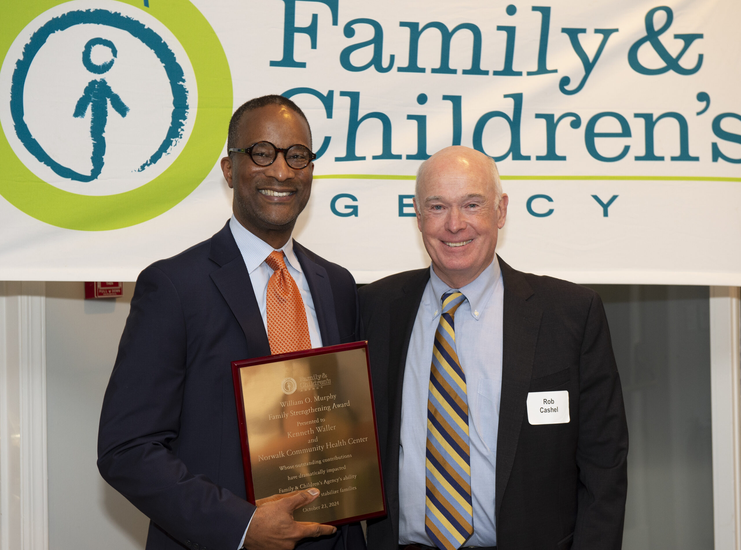 Kenneth Waller and Norwalk Community Health Center (NCHC) receive the William O. Murphy Family Strengthening Award